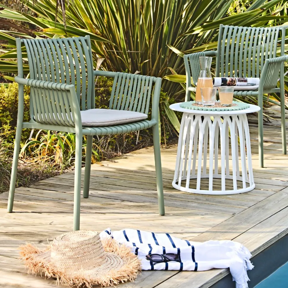 Table basse de jardin ronde blanc d50cm - Lumi