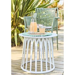 Table basse de jardin ronde blanc d50cm - Lumi