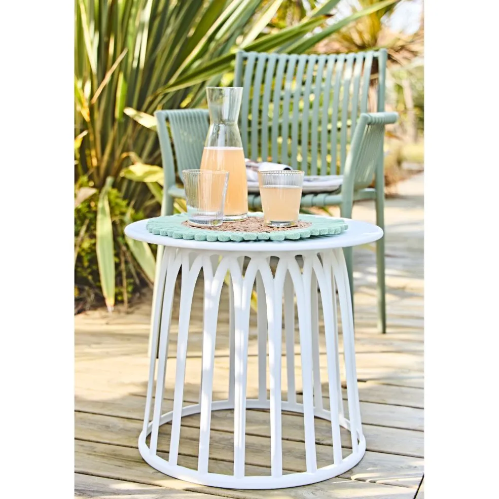 Table basse de jardin ronde blanc d50cm - Lumi