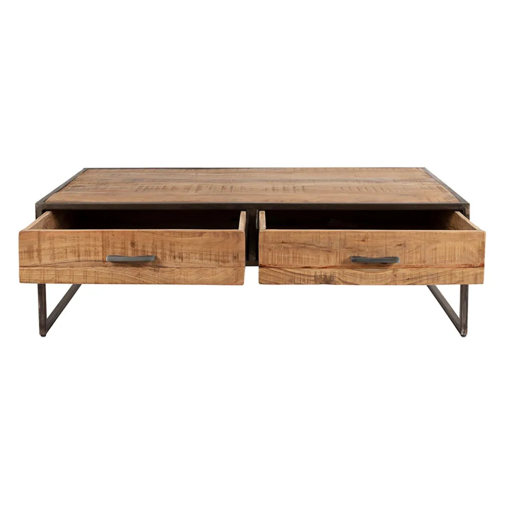 Table basse en acacia et fer noir 120x60cm - Factory