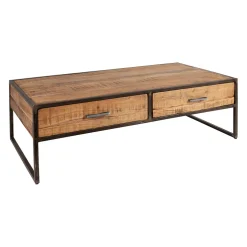 Table basse en acacia et fer noir 120x60cm - Factory