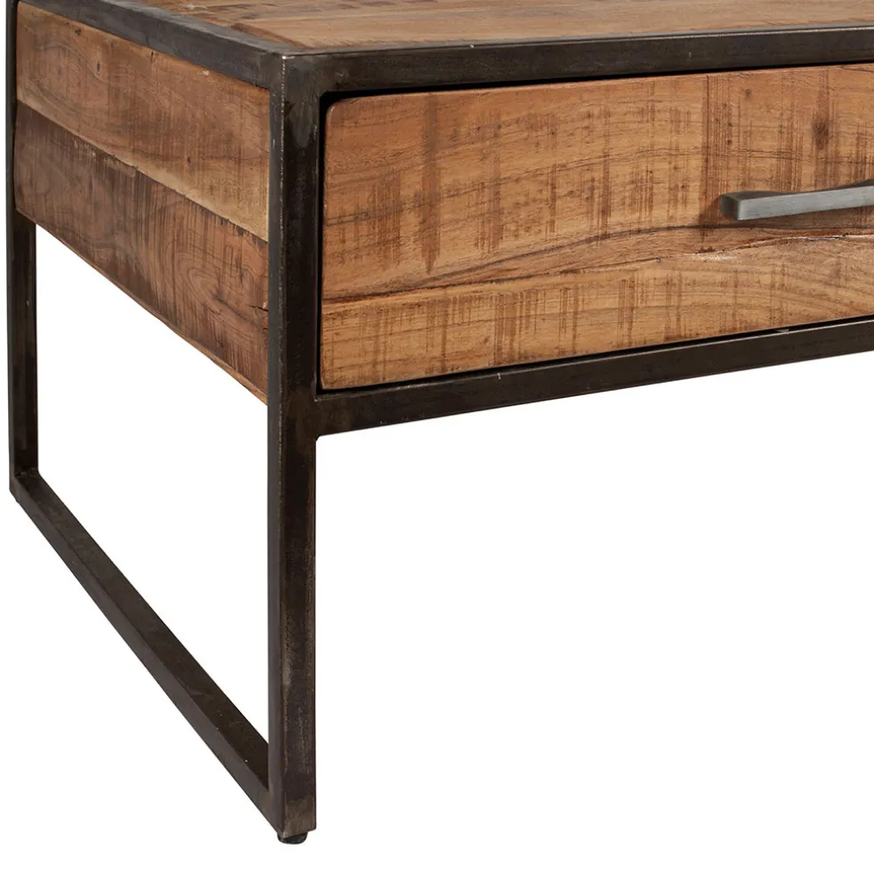 Table basse en acacia et fer noir 120x60cm - Factory