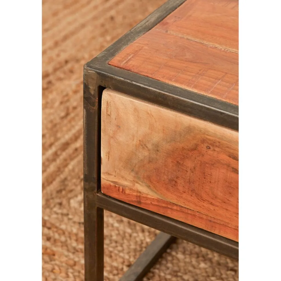 Table basse en acacia et fer noir 120x60cm - Factory