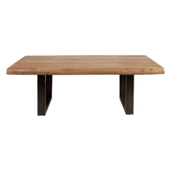 Table basse en acacia massif et pieds en fer noir 130x70cm - Factory