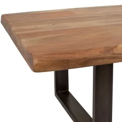 Table basse en acacia massif et pieds en fer noir 130x70cm - Factory
