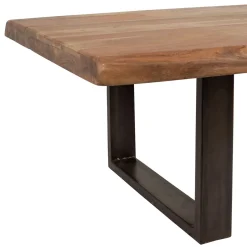 Table basse en acacia massif et pieds en fer noir 130x70cm - Factory