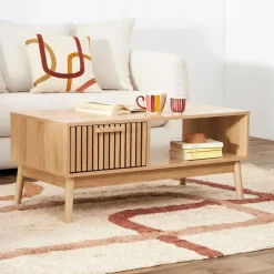 Table basse en bois naturel 100x50 cm - kara