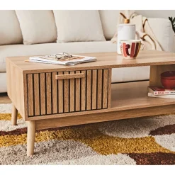 Table basse en bois naturel 100x50 cm - kara