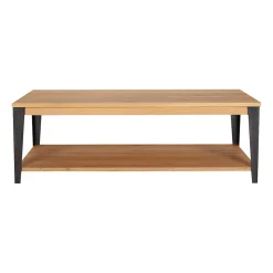 Table basse en chêne massif et pieds acier L120cm - Manny