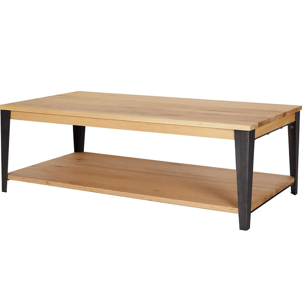 Table basse en chêne massif et pieds acier L120cm - Manny