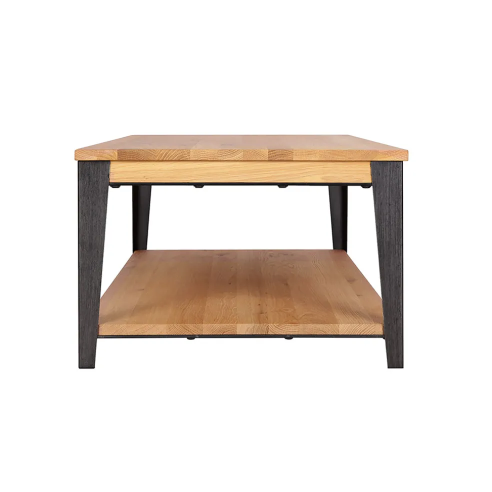 Table basse en chêne massif et pieds acier L120cm - Manny
