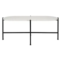 Table basse en marbre et fer blanc et noir 100x40cm - Eskela