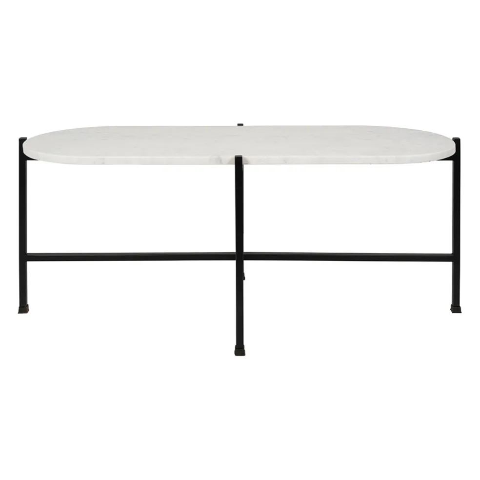 Table basse en marbre et fer blanc et noir 100x40cm - Eskela