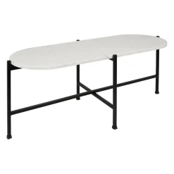 Table basse en marbre et fer blanc et noir 100x40cm - Eskela
