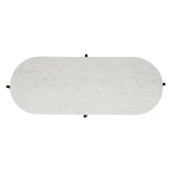 Table basse en marbre et fer blanc et noir 100x40cm - Eskela
