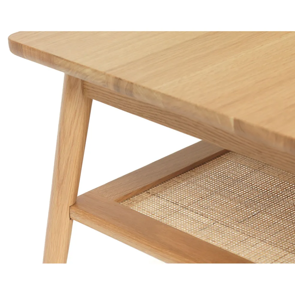 Table basse en placage chêne et cannage l120cm - barrali