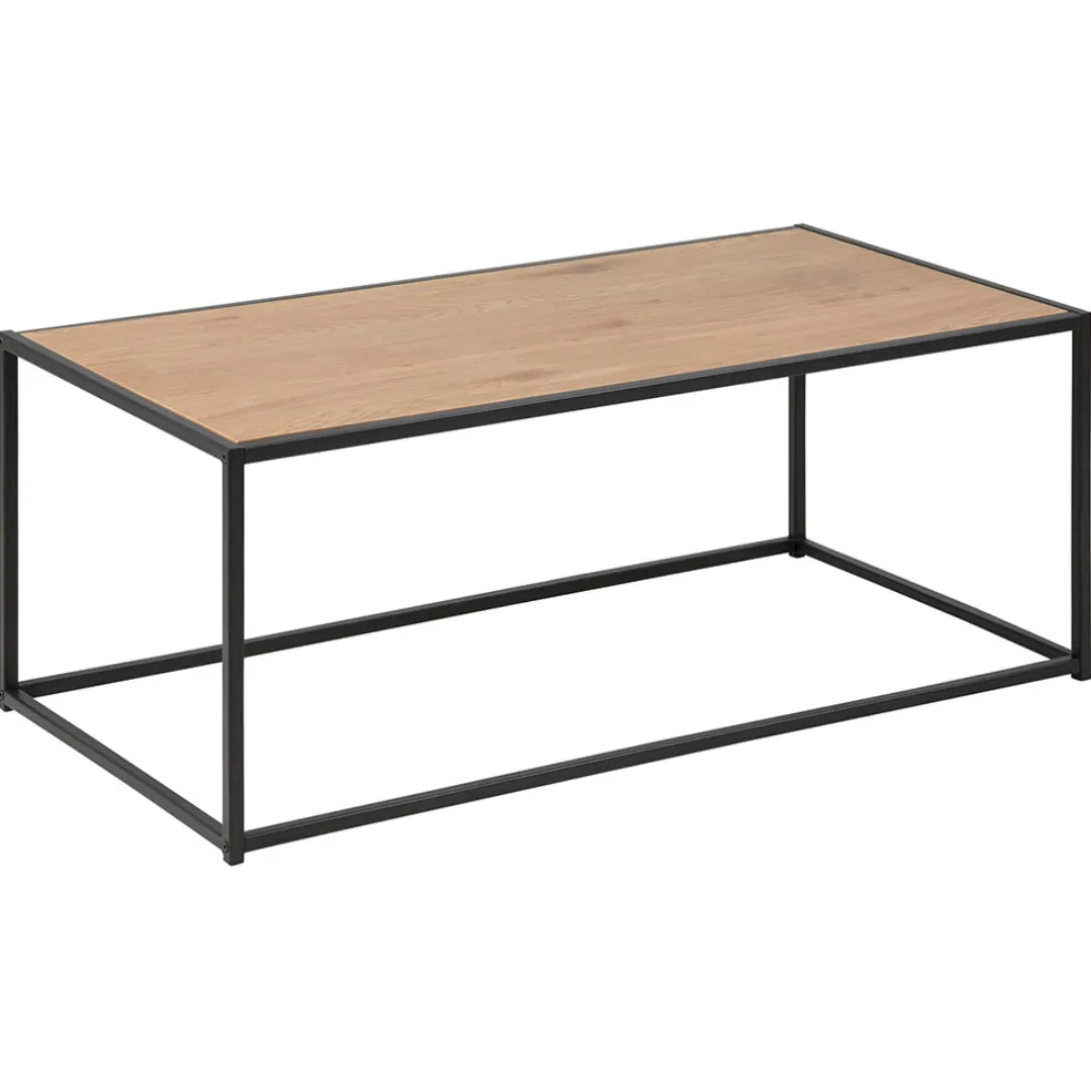 Table basse en plaqué chêne et métal noir L100cm - Senzo