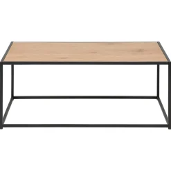 Table basse en plaqué chêne et métal noir L100cm - Senzo