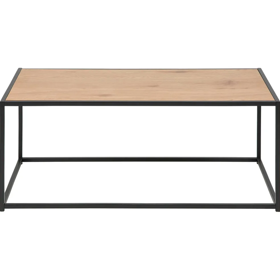 Table basse en plaqué chêne et métal noir L100cm - Senzo