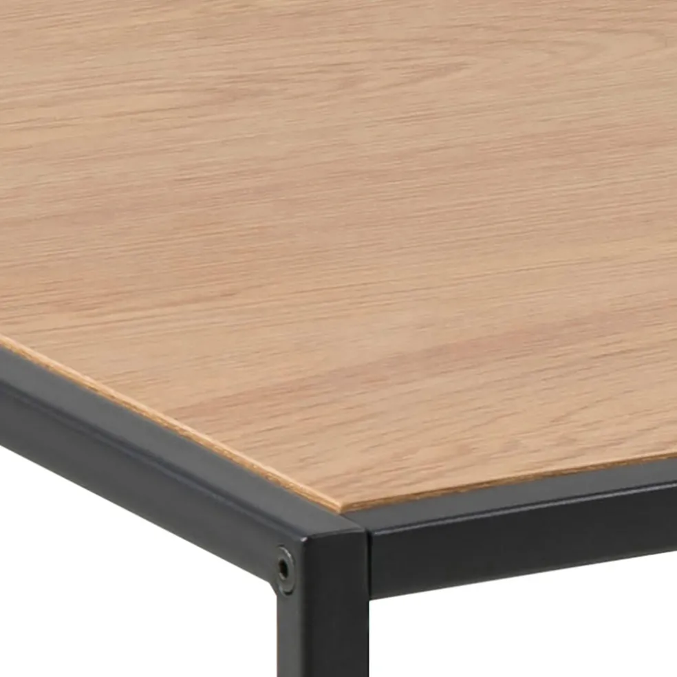 Table basse en plaqué chêne et métal noir L100cm - Senzo