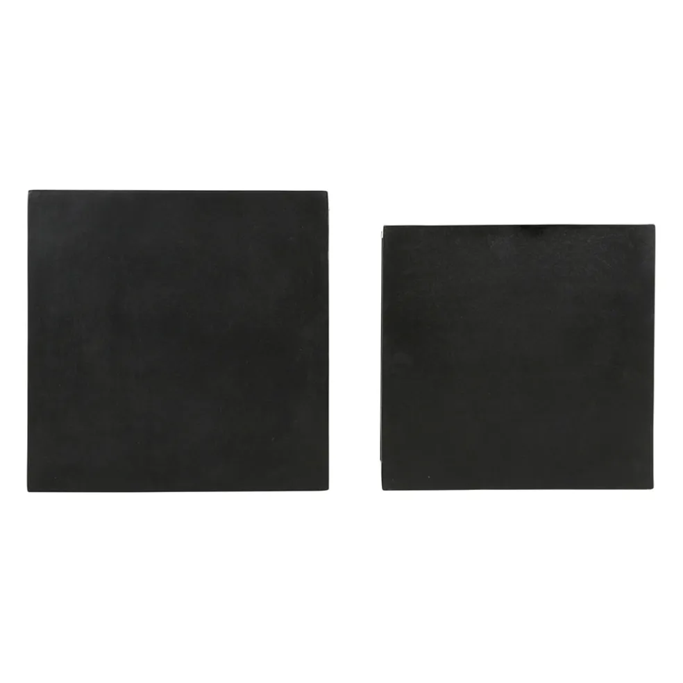 Table basse gigogne carrée (lot de 2) en aluminium et fer noir - Felia