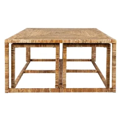 Table basse gigogne (lot de 3) en rotin naturel et fer - Pasil