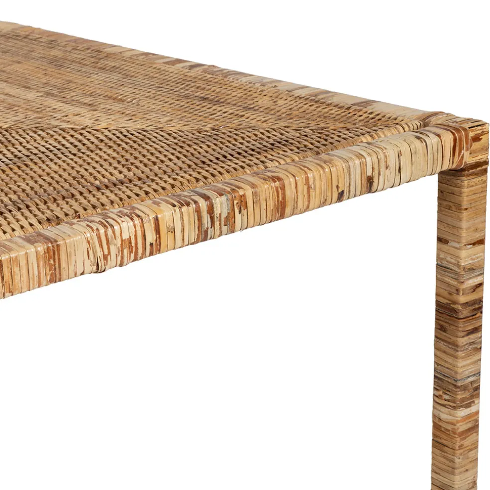 Table basse gigogne (lot de 3) en rotin naturel et fer - Pasil