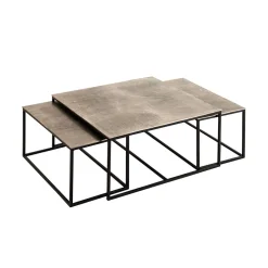 Table basse gigogne (lot de 3) en fer argenté - Félia