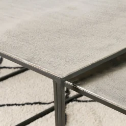 Table basse gigogne (lot de 3) en fer argenté - Félia