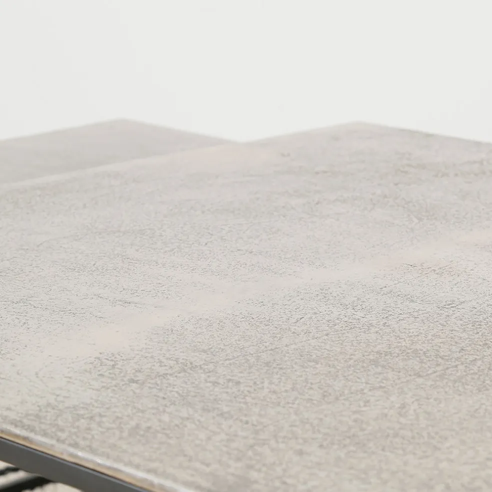 Table basse gigogne (lot de 3) en fer argenté - Félia