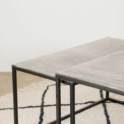 Table basse gigogne (lot de 3) en fer argenté - Félia