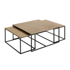 Table basse gigogne (lot de 3) en fer doré - Félia