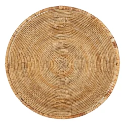 Table basse gigogne ronde (lot de 2) en rotin naturel et fer - Pasil