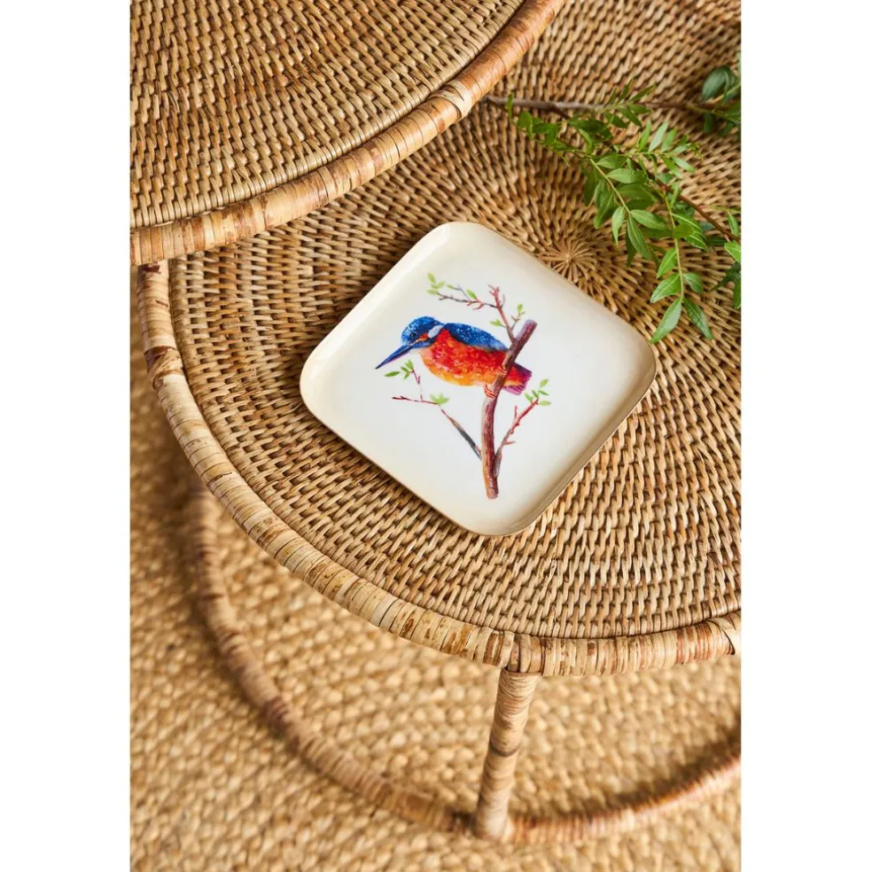 Table basse gigogne ronde (lot de 2) en rotin naturel et fer - Pasil