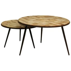Table basse gigogne ronde (lot de 2) en teck - Wally