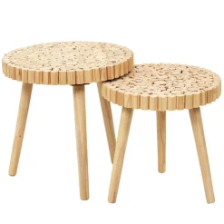 Table basse gigogne ronde (lot de 2) en bois de pin - Rubin