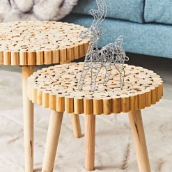 Table basse gigogne ronde (lot de 2) en bois de pin - Rubin