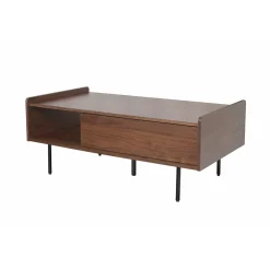 Table basse rectangulaire en placage noyer marron - Gino
