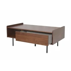 Table basse rectangulaire en placage noyer marron - Gino