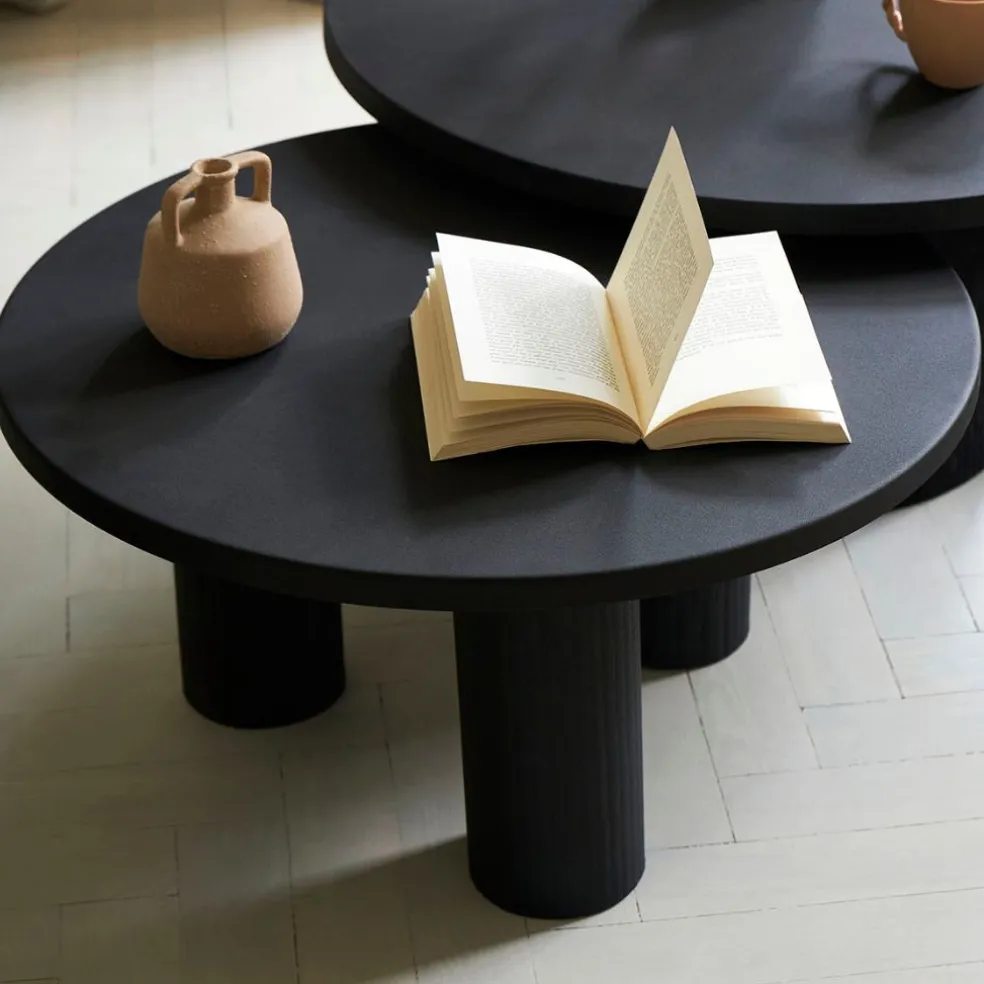 Table basse ronde 3 pieds en fer noir d70xh35cm - Organic