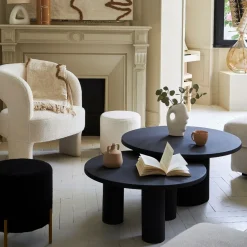 Table basse ronde en fer noir d79xh40cm - Organic