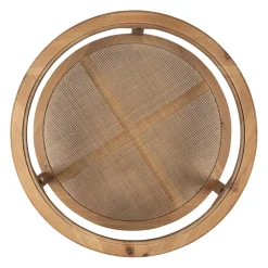 Table basse ronde en sapin naturel et verre trempé d75cm - Firmin