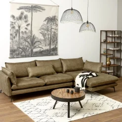 Table basse ronde en teck recyclé et métal d76cm - Wally