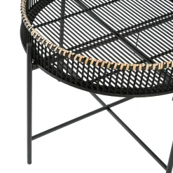 Table basse ronde (x2) en bambou et fer noir