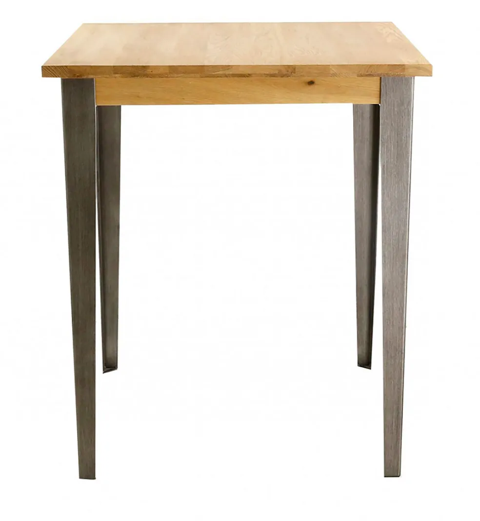 Table de bar carrée en chêne massif et pieds acier 90x90 cm - Manny