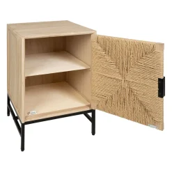 Table de chevet 1 porte en naturel et noir - Kenda