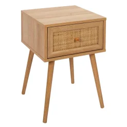 Table de chevet en bois et cannage 1 tiroir - Baia