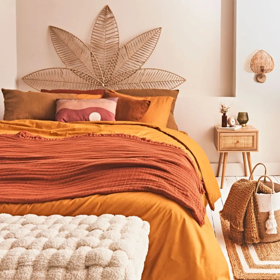 Table de chevet en bois et cannage 1 tiroir - Baia