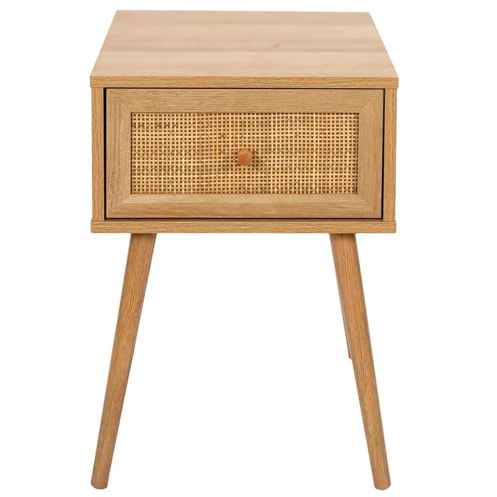 Table de chevet en bois et cannage 1 tiroir - Baia