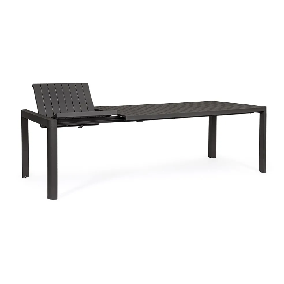Table de jardin avec allonge en aluminium anthracite 180(+60)x100cm - Kiplin